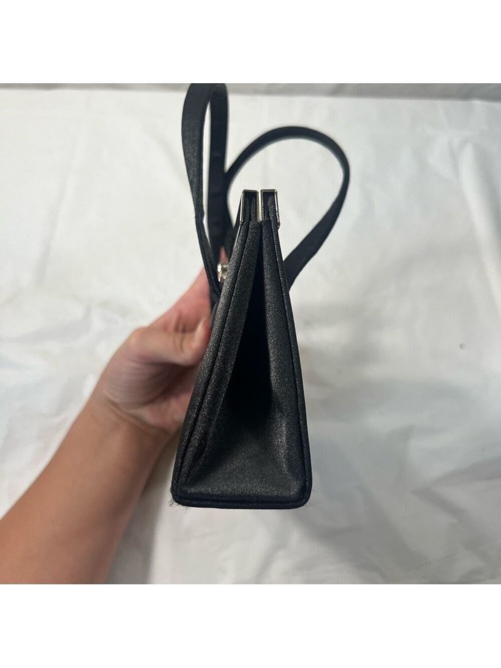 La Regale Small Black  Satin purse - Picture 2 of 7